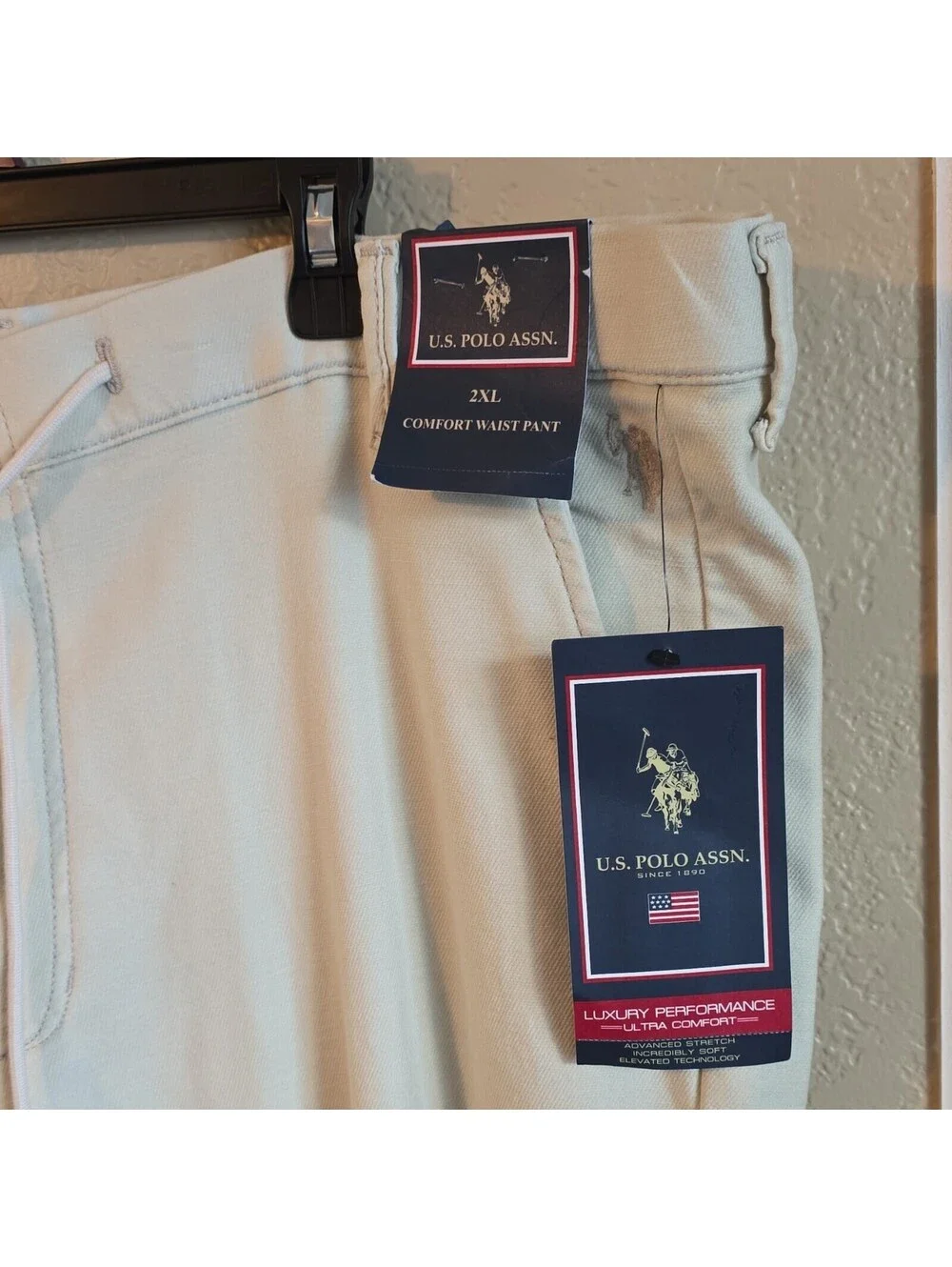 U.S. Polo Assn. Men's Comfort Waist Chino Pants Size  2XL arge Honey Stretch